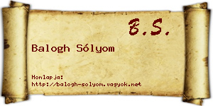 Balogh Sólyom névjegykártya